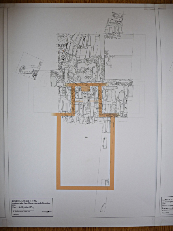 Phase2: église Saint-Martin et cimetière Ve et VIe siècle. Plan fouilles Luxeuil 2009 Sébastien Bully archéologue CNRS