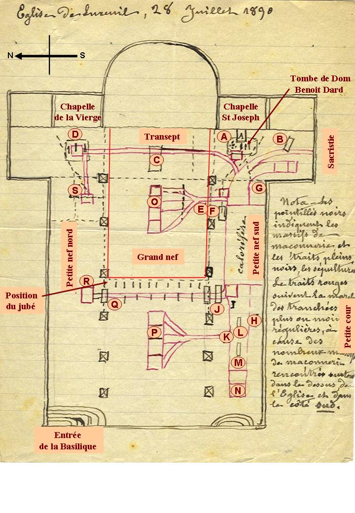 plan église abbatiale soeur Angelina 1890/ document AASC