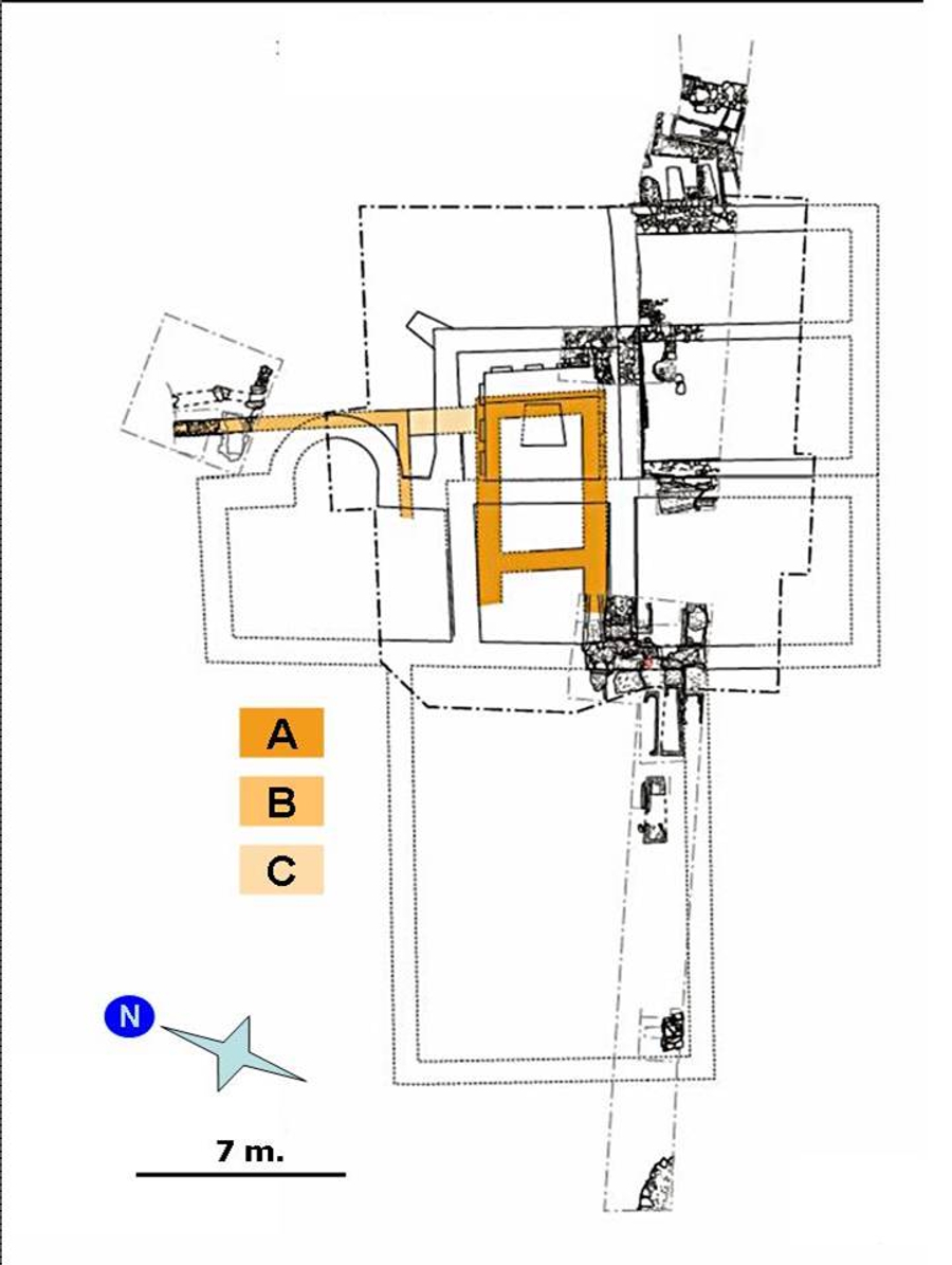 extrait des plans - infographie L. Fiocchi, d'après S. Bully (UMR ARTHeHIS 5594 CNRS/APAHJ août 2008